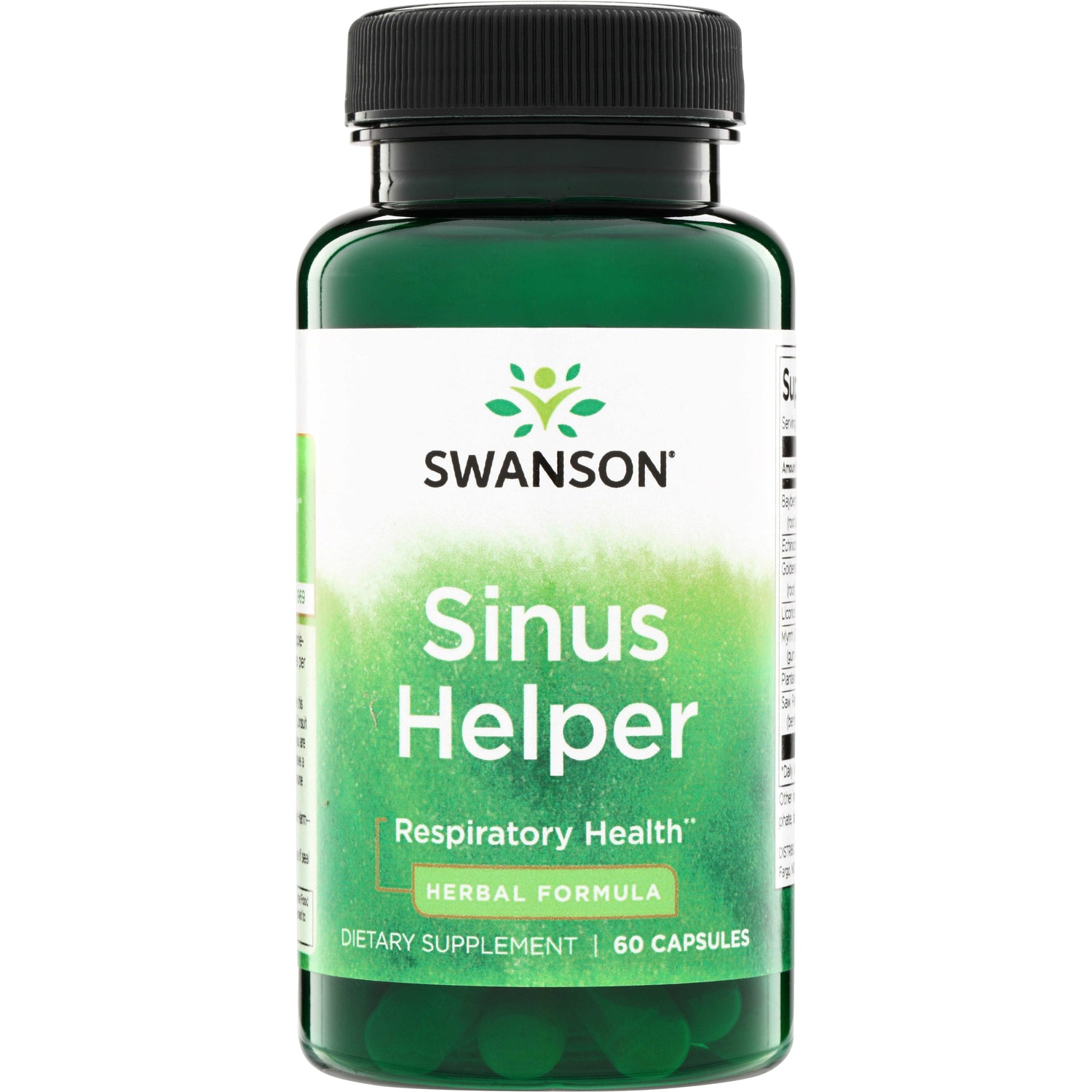 SW1766 | Swanson Sinus Helper, Respiratory Health herbal formula, dietary supplement, 60 capsules