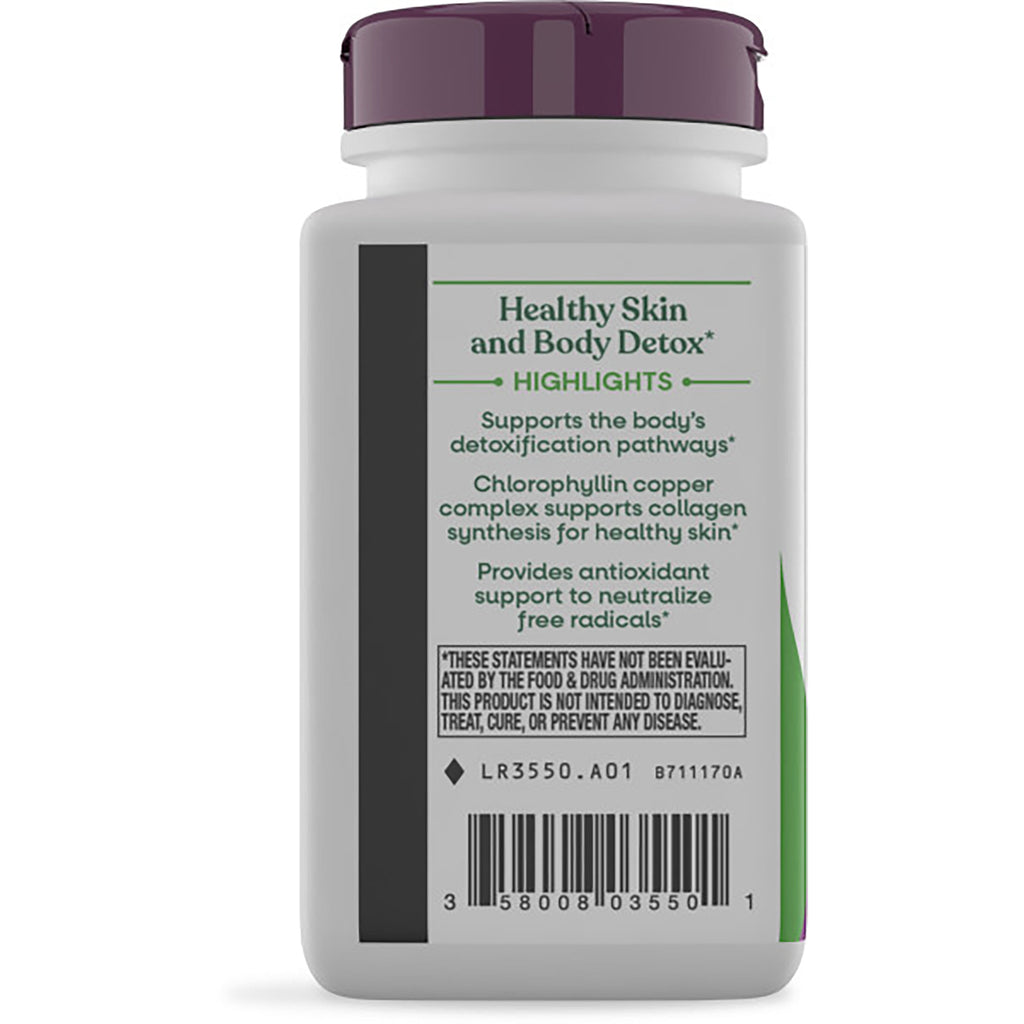 NW008 | Back label of a supplement bottle with Healthy Skin and Body Detox highlights and barcode - Thumbnail