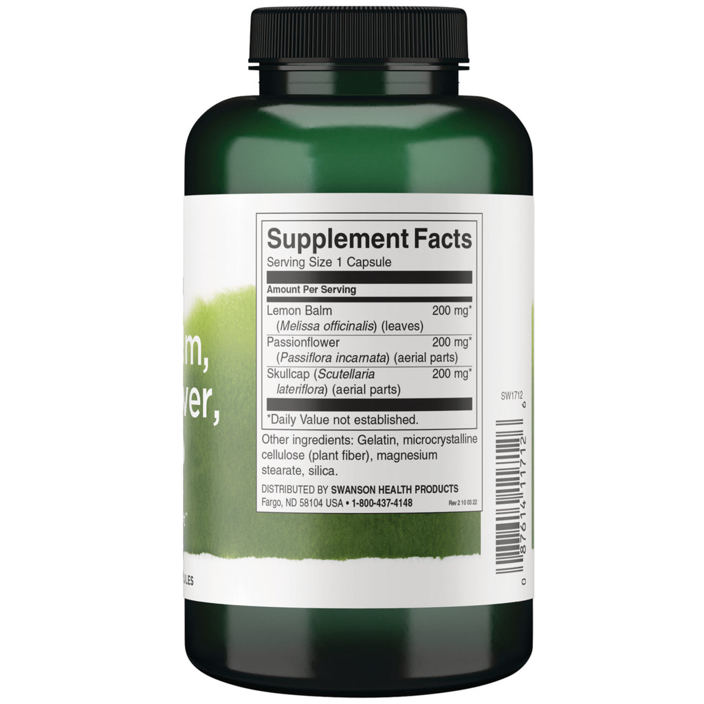 SW1712 | Back label with supplement facts and serving information - Thumbnail