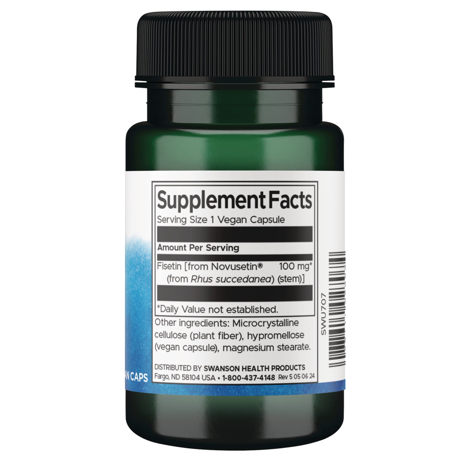 SWU707 | Back label with supplement facts and serving information