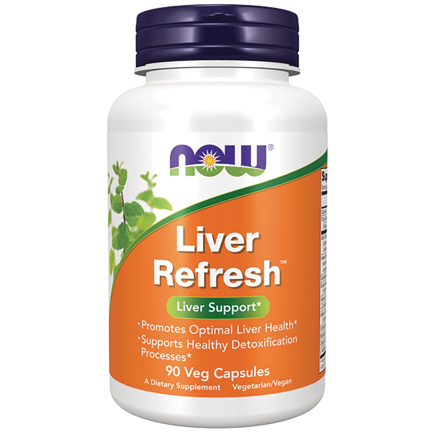 NWF043 | NOW Liver Refresh supplement bottle with orange label, Liver Support, 90 Veg Capsules
