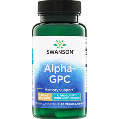 SWU1035 | Swanson Alpha-GPC memory support supplement, 300 mg per capsule, 60 veggie capsules bottle