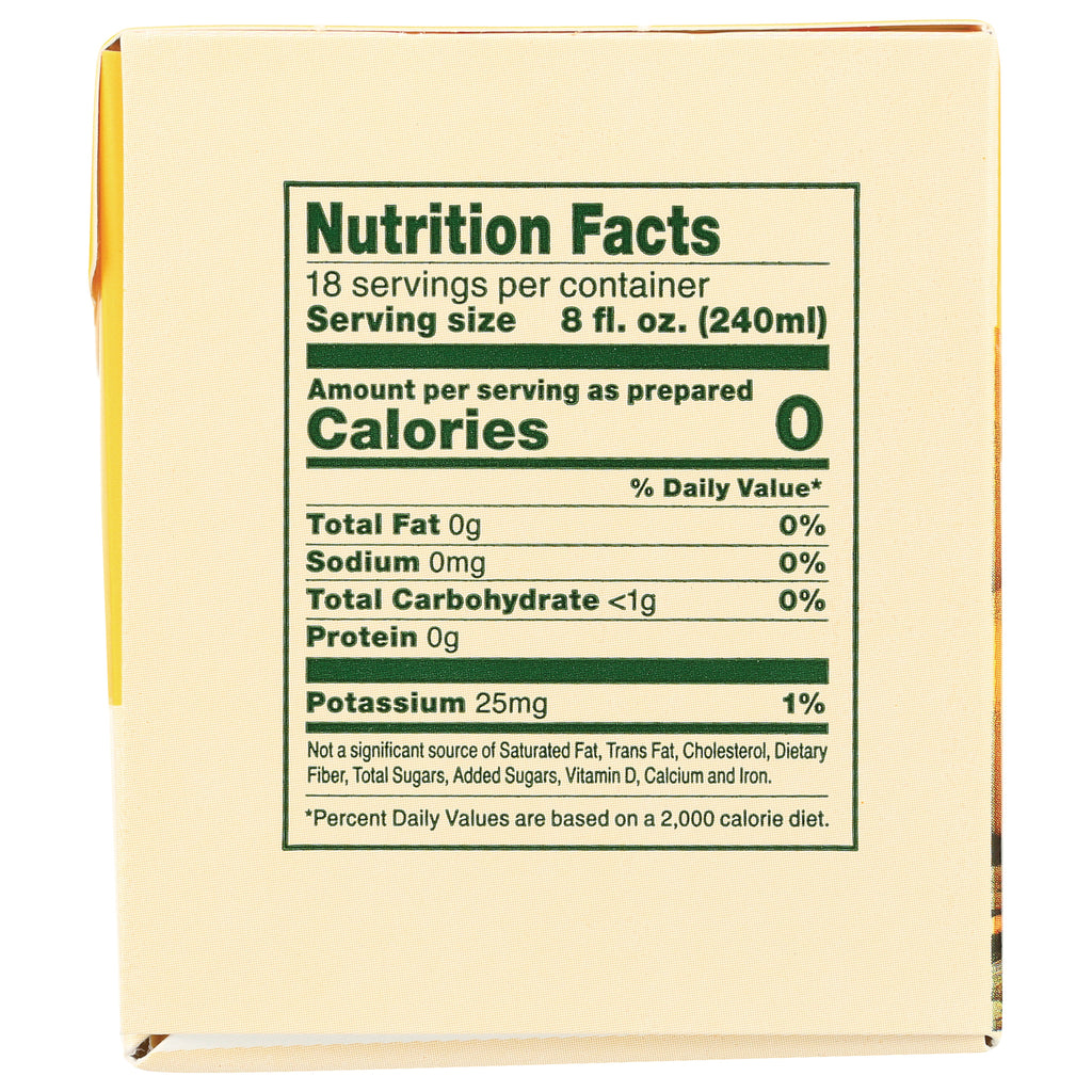 BGT008 | Nutrition Facts panel listing 18 servings, serving size 8 fl. oz. (240ml), Calories 0, Potassium 25mg - Thumbnail