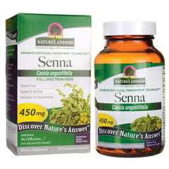 NAT114 | Nature's Answer Senna Cassia angustifolia 450 mg bottle and box, dietary supplement