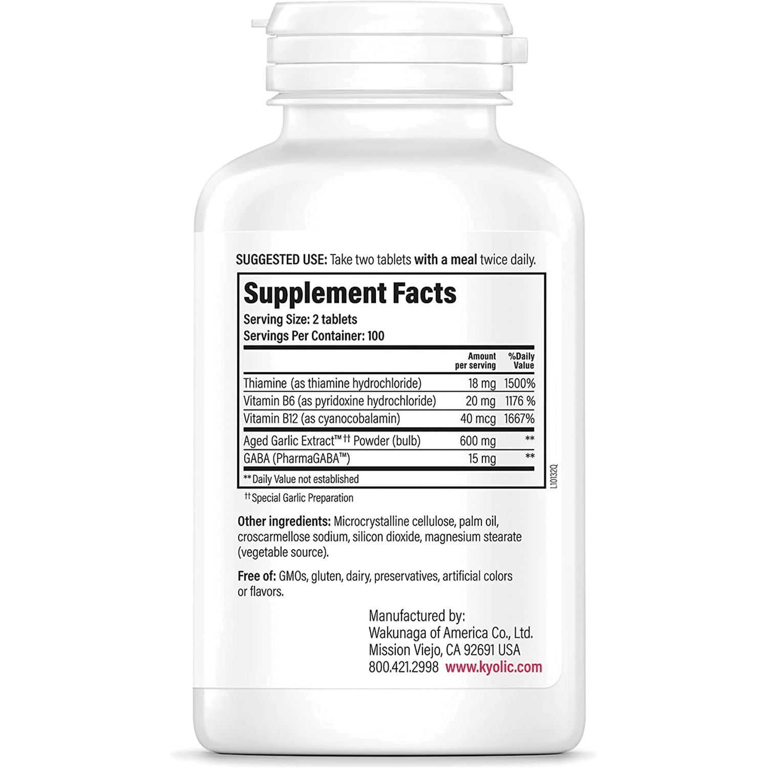 KY117 | back label showing Supplement Facts panel and ingredient list on a white supplement bottle