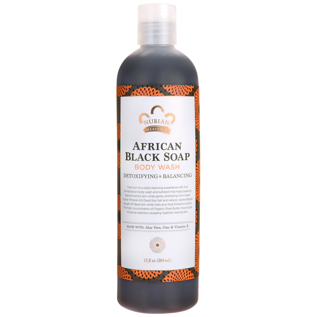 NBH032 | Nubian Heritage African Black Soap body wash bottle, 13 fl oz, front label