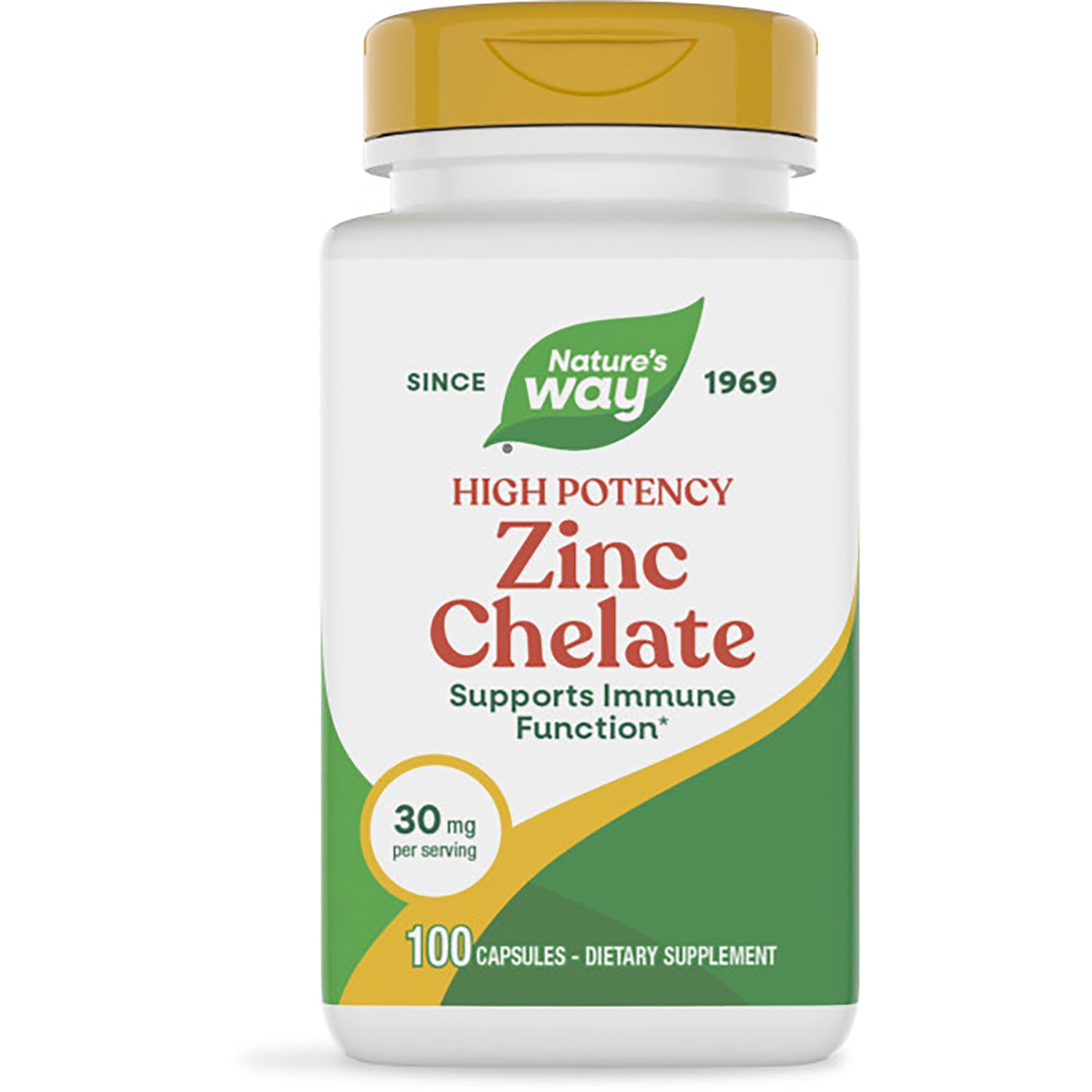NW364 | Nature's Way Zinc Chelate high potency supplement bottle, 100 capsules, supports immune function