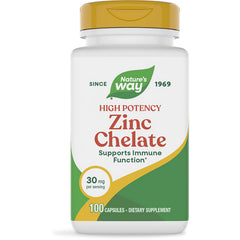 NW364 | Nature's Way Zinc Chelate high potency supplement bottle, 100 capsules, supports immune function