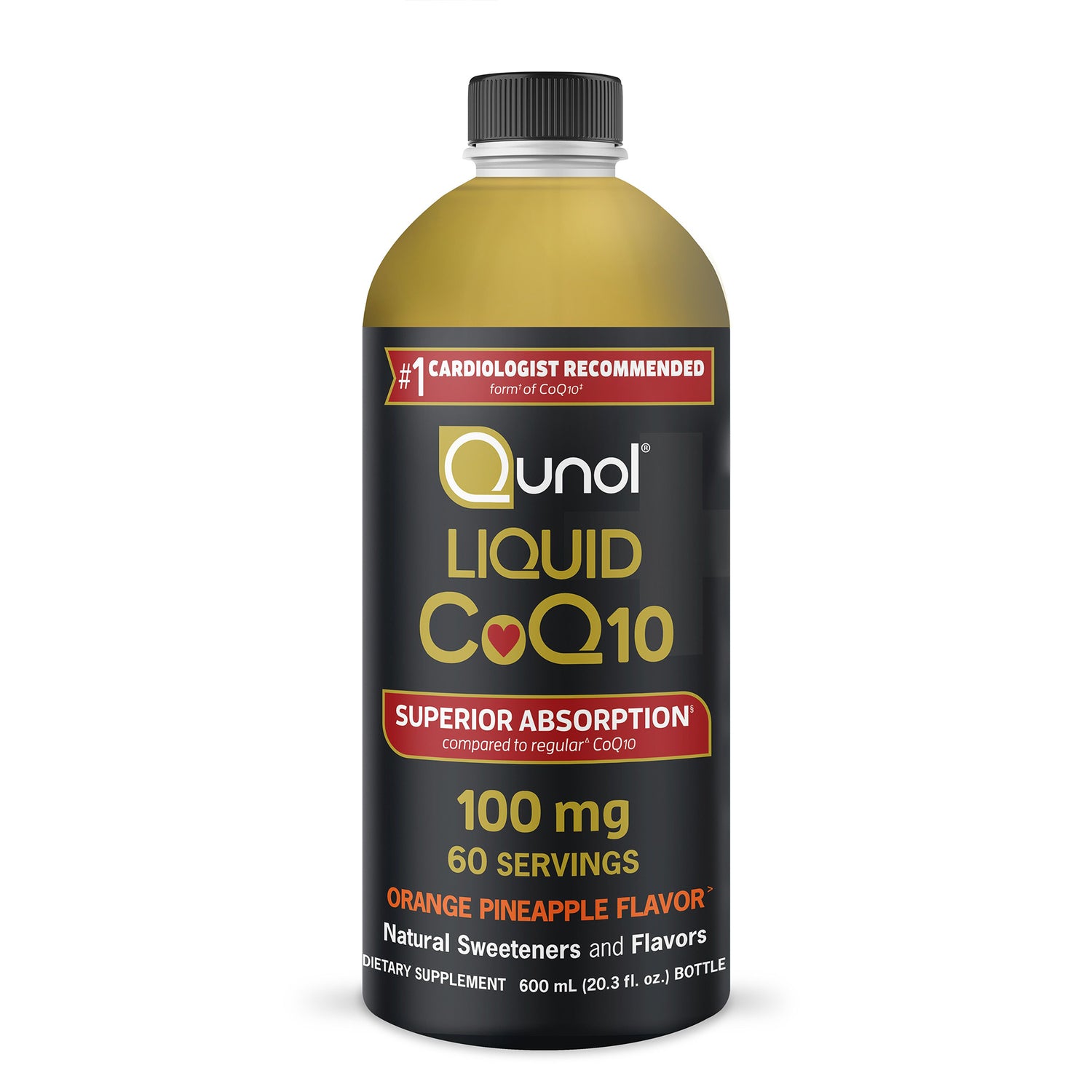 QNL005 | Qunol Liquid CoQ10 100 mg 60 servings orange pineapple flavor bottle front