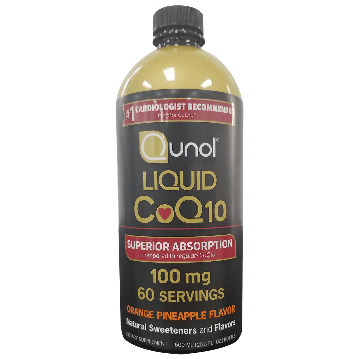 QNL005 | Qunol Liquid CoQ10 100 mg 60 servings orange pineapple flavor bottle front
