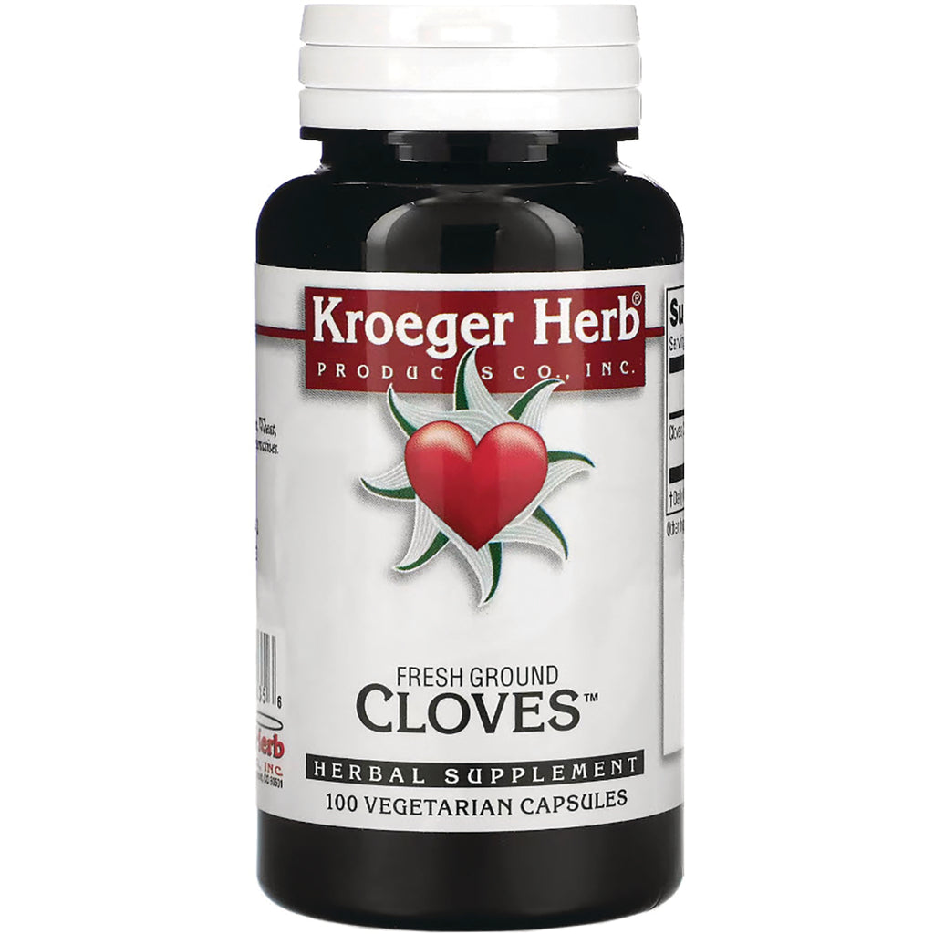 KRG002 | Kroeger Herb fresh ground cloves herbal supplement bottle, 100 vegetarian capsules - Thumbnail