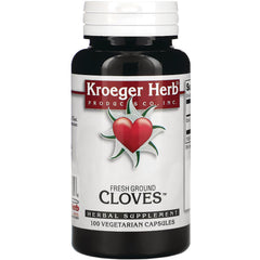 KRG002 | Kroeger Herb fresh ground cloves herbal supplement bottle, 100 vegetarian capsules