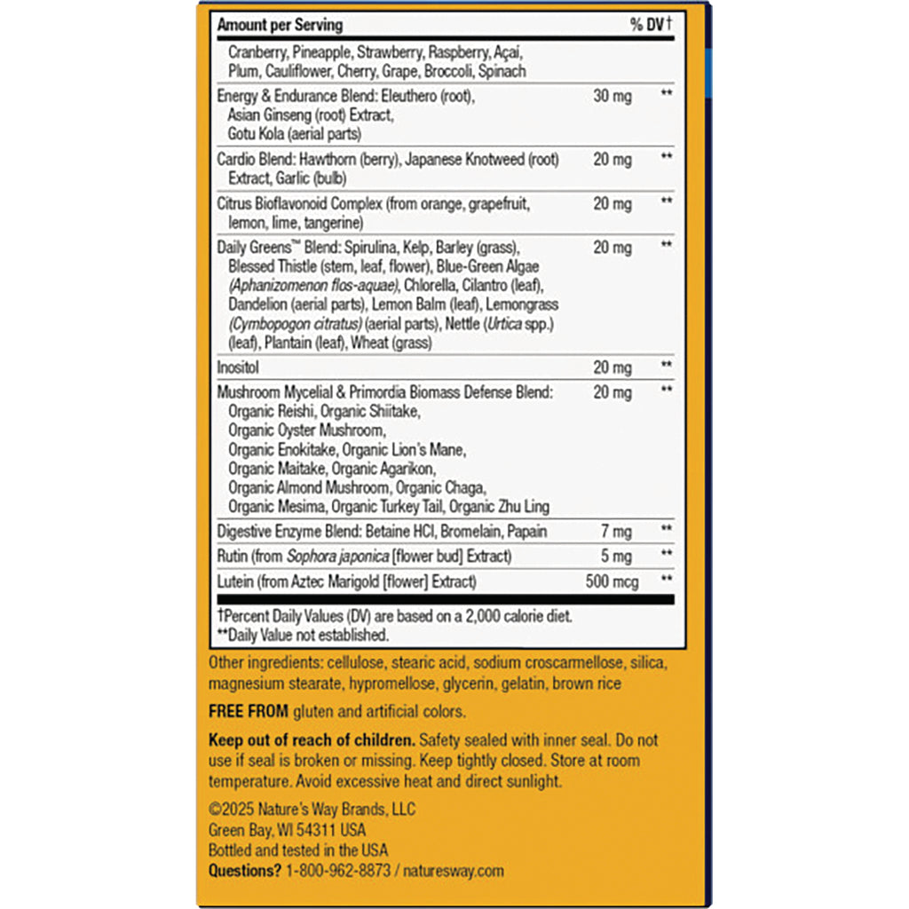 NW710 | back panel showing supplement facts, ingredient blends, amounts per serving and storage and warning text - Thumbnail