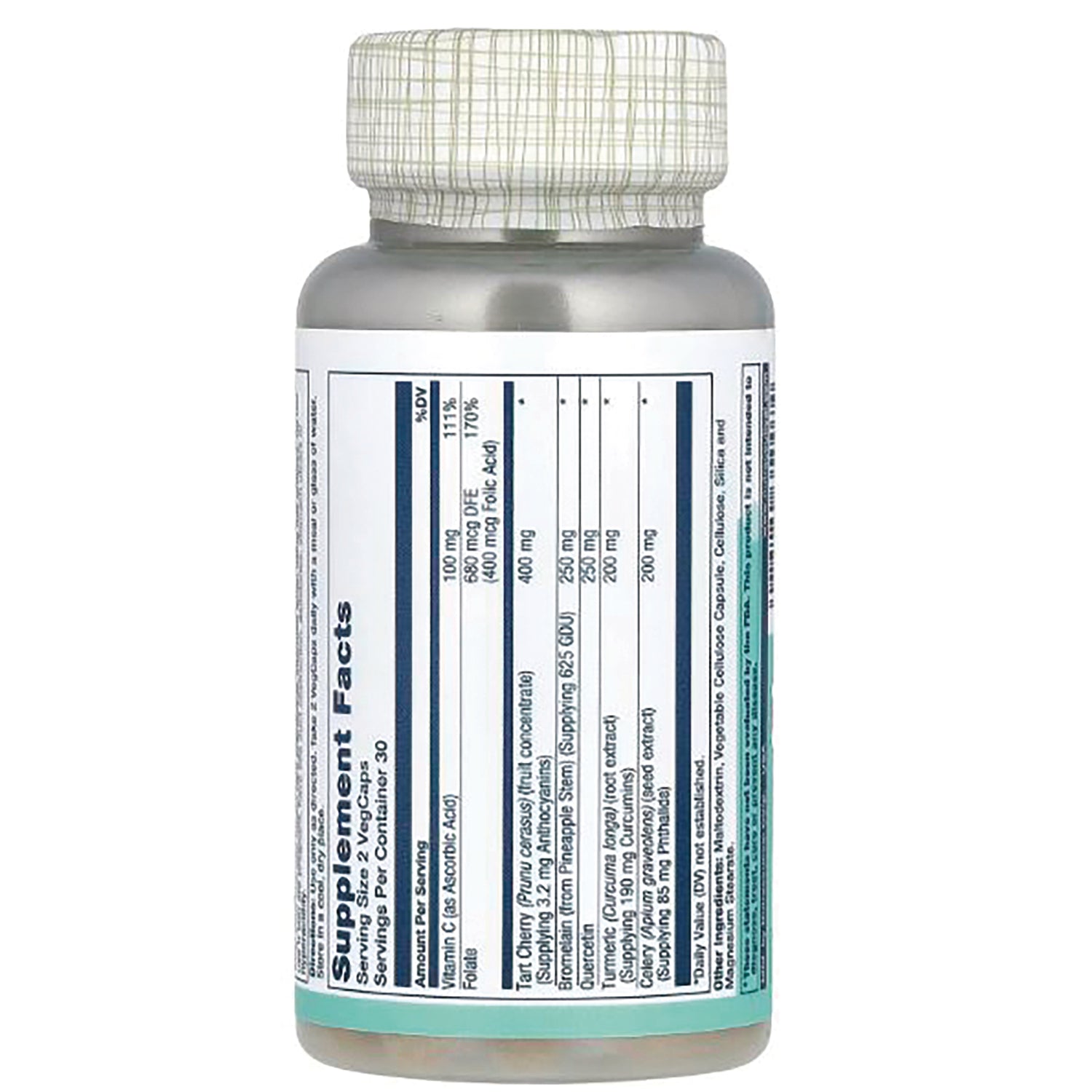 SLR290 | Back label showing Supplement Facts panel with ingredients and serving size