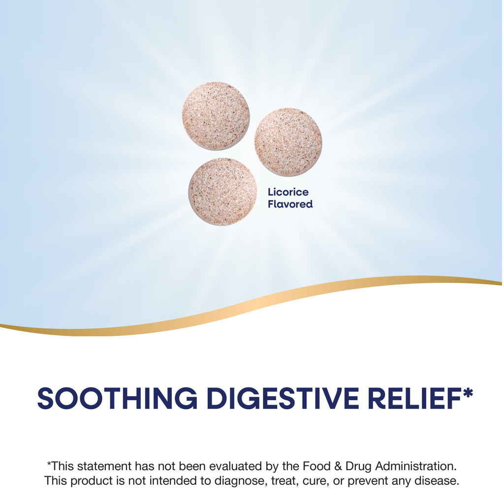 ET074 | Licorice flavored tablets for soothing digestive relief with disclaimer text - Thumbnail