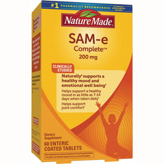 NTM158 | Nature Made SAM-e Complete 200 mg front box panel showing product name and 60 enteric coated tablets
