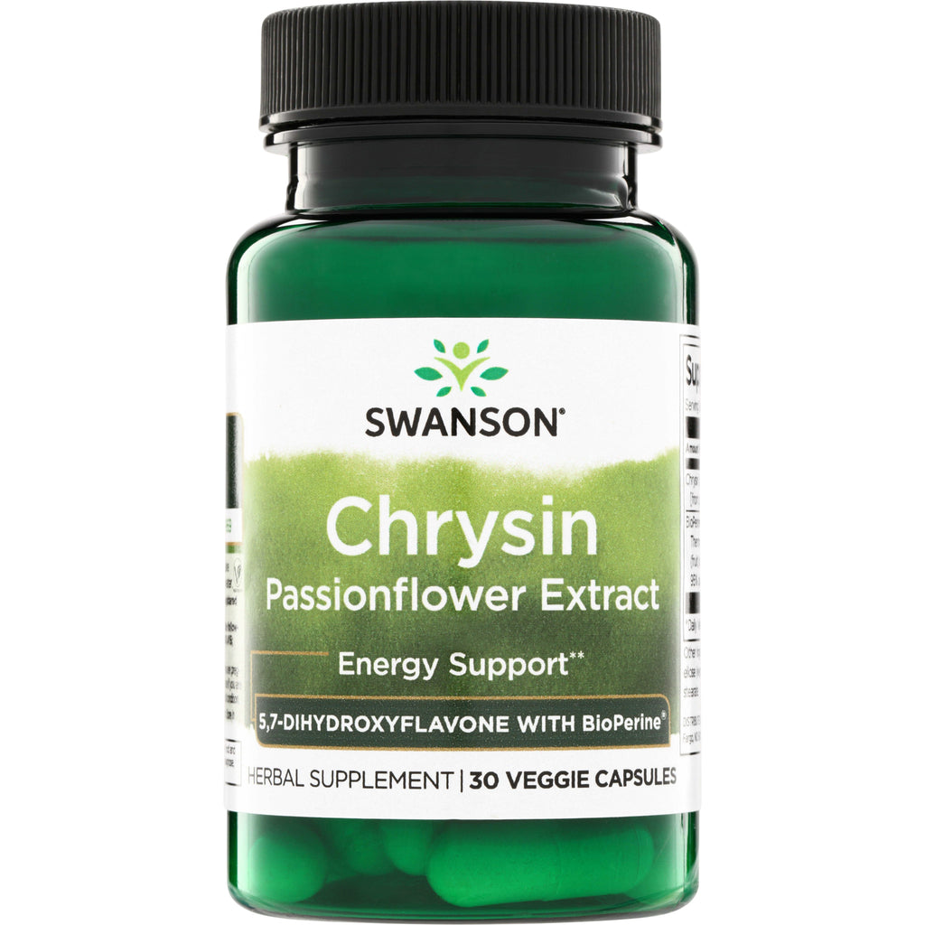 SWH201 | Swanson Chrysin Passionflower Extract, Energy Support, 30 veggie capsules with BioPerine - Thumbnail