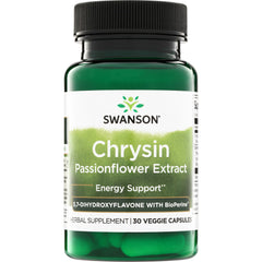 SWH201 | Swanson Chrysin Passionflower Extract, Energy Support, 30 veggie capsules with BioPerine