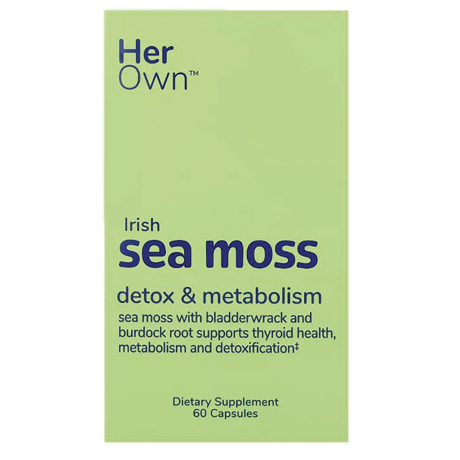 HO007 | Her Own Irish sea moss detox & metabolism dietary supplement front packaging, 60 capsules