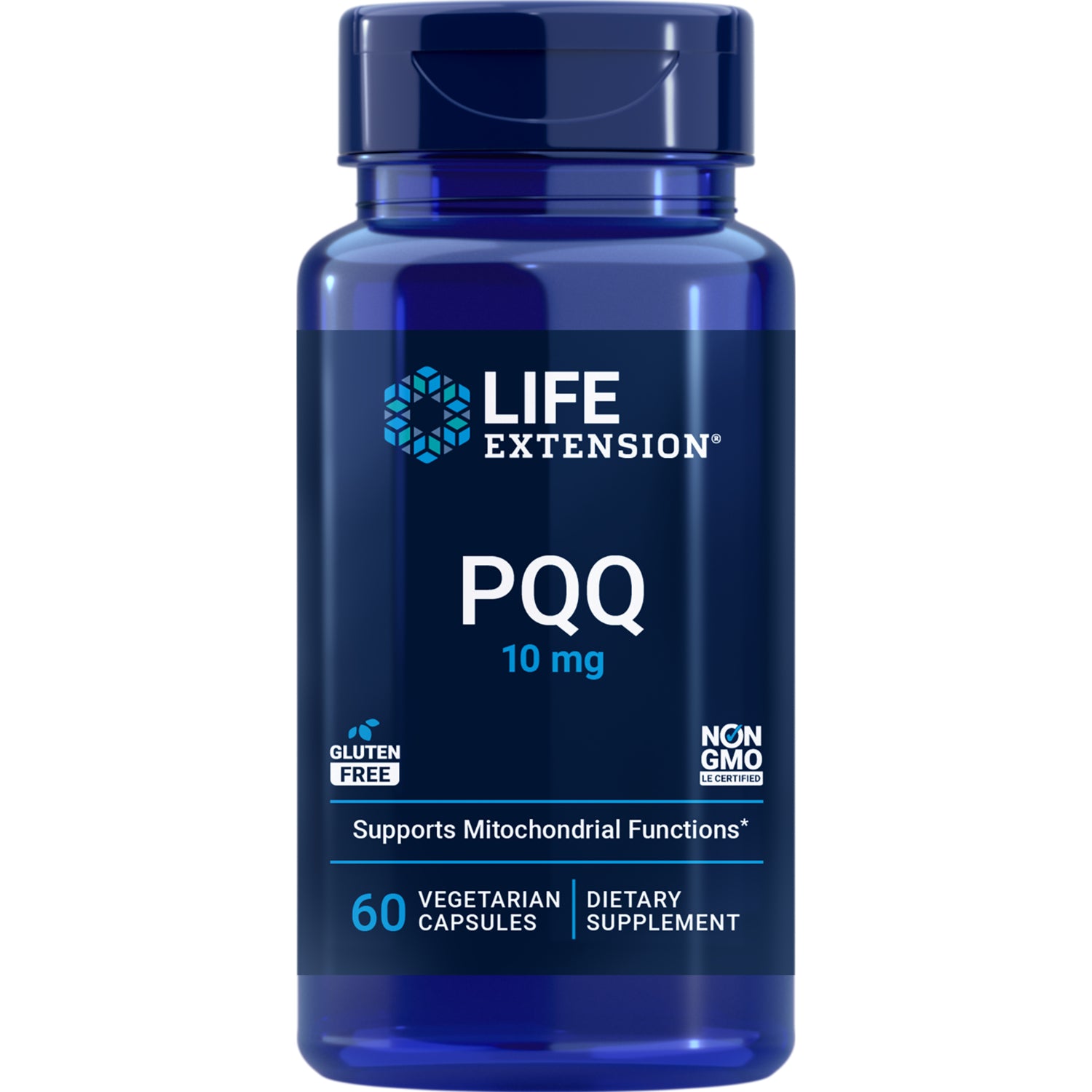 LE083 | Life Extension PQQ Caps bottle, 10 mg pyrroloquinoline quinone, 60 vegetarian capsules
