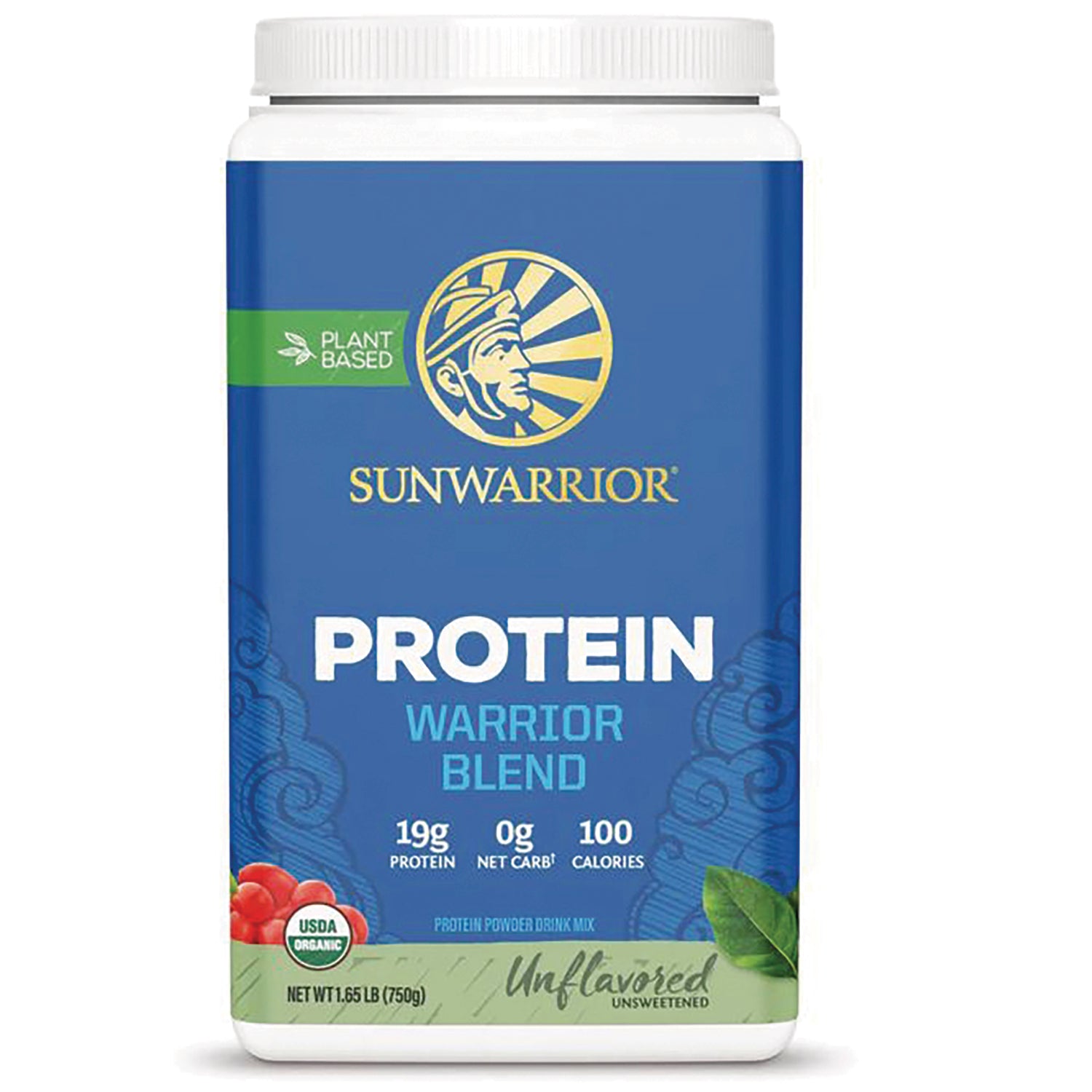 SNW024 | Sunwarrior Protein Warrior Blend powder, unflavored unsweetened, plant-based, 19g protein, 0g net carbs, 100 calories