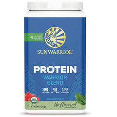 SNW024 | Sunwarrior Protein Warrior Blend powder, unflavored unsweetened, plant-based, 19g protein, 0g net carbs, 100 calories