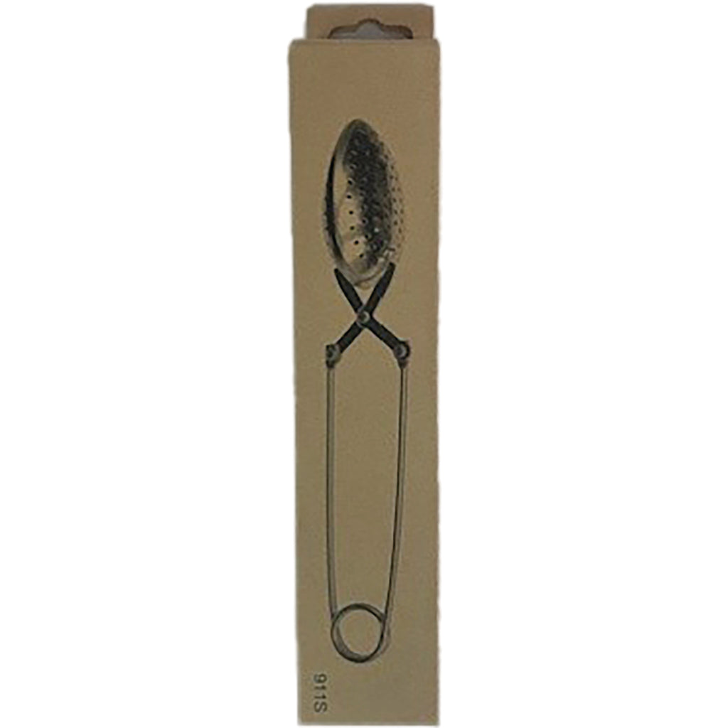 FNP047 | front of narrow beige box showing illustration of long-handled perforated tea infuser tongs - Thumbnail