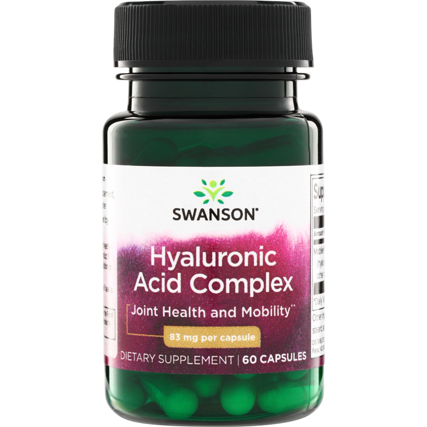 SWU862 | Swanson Hyaluronic Acid Complex bottle, 83 mg per capsule, 60 capsules, Joint Health and Mobility