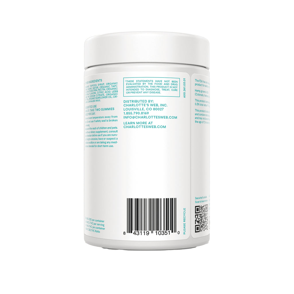 RE002 | Back label of white supplement jar showing barcode, QR code, and small teal ingredient and distribution text - Thumbnail