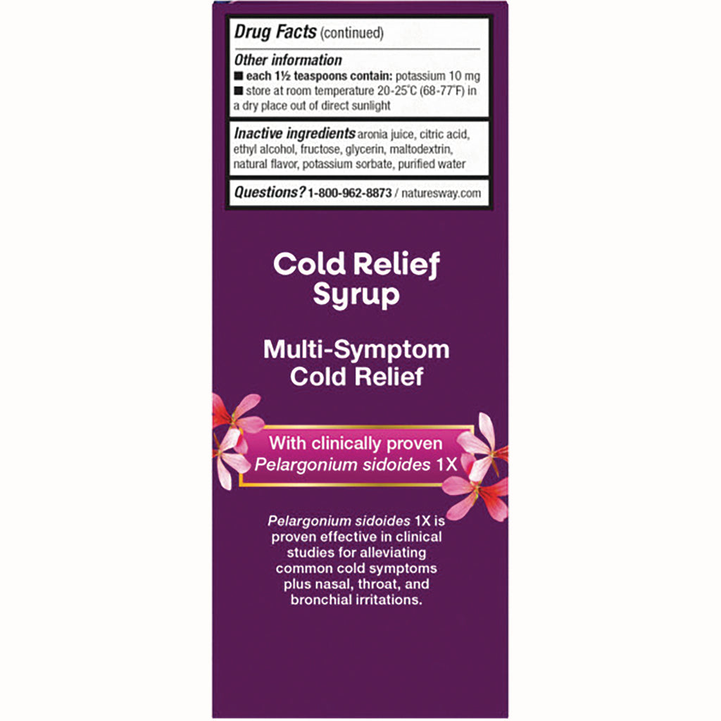 NW584 | Back label showing Drug Facts, inactive ingredients, and product name Cold Relief Syrup - Thumbnail