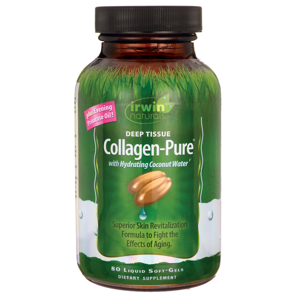 IR115 | Green bottle labeled Collagen-Pure with hydrating coconut water, 80 liquid soft-gels - Thumbnail