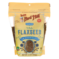 BOB268 | Bob's Red Mill premium whole flaxseed 13 oz bag with clear window showing seeds and gluten free label