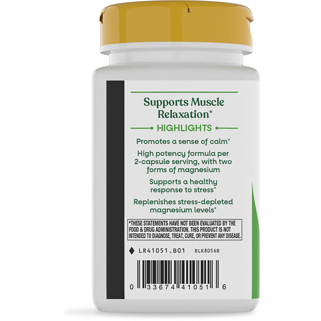 NW360 | Back label of supplement bottle with yellow cap reading 'Supports Muscle Relaxation' and barcode - Thumbnail