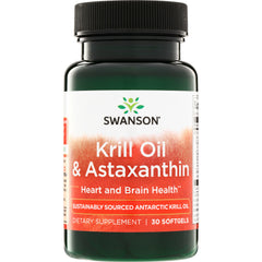 SWE082 | Swanson Krill Oil & Astaxanthin, 30 softgels; Heart and Brain Health
