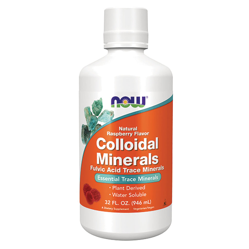 NWF1073 | NOW Colloidal Minerals liquid supplement, natural raspberry flavor 32 fl oz bottle - Thumbnail