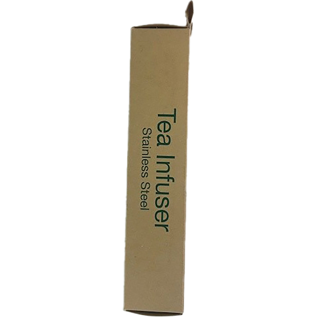 FNP047 | beige box side labeled Tea Infuser Stainless Steel showing product back - Thumbnail