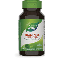 NW759 | Nature's Way Vitamin B6 high potency brown bottle, 100 capsules, 50 mg per serving