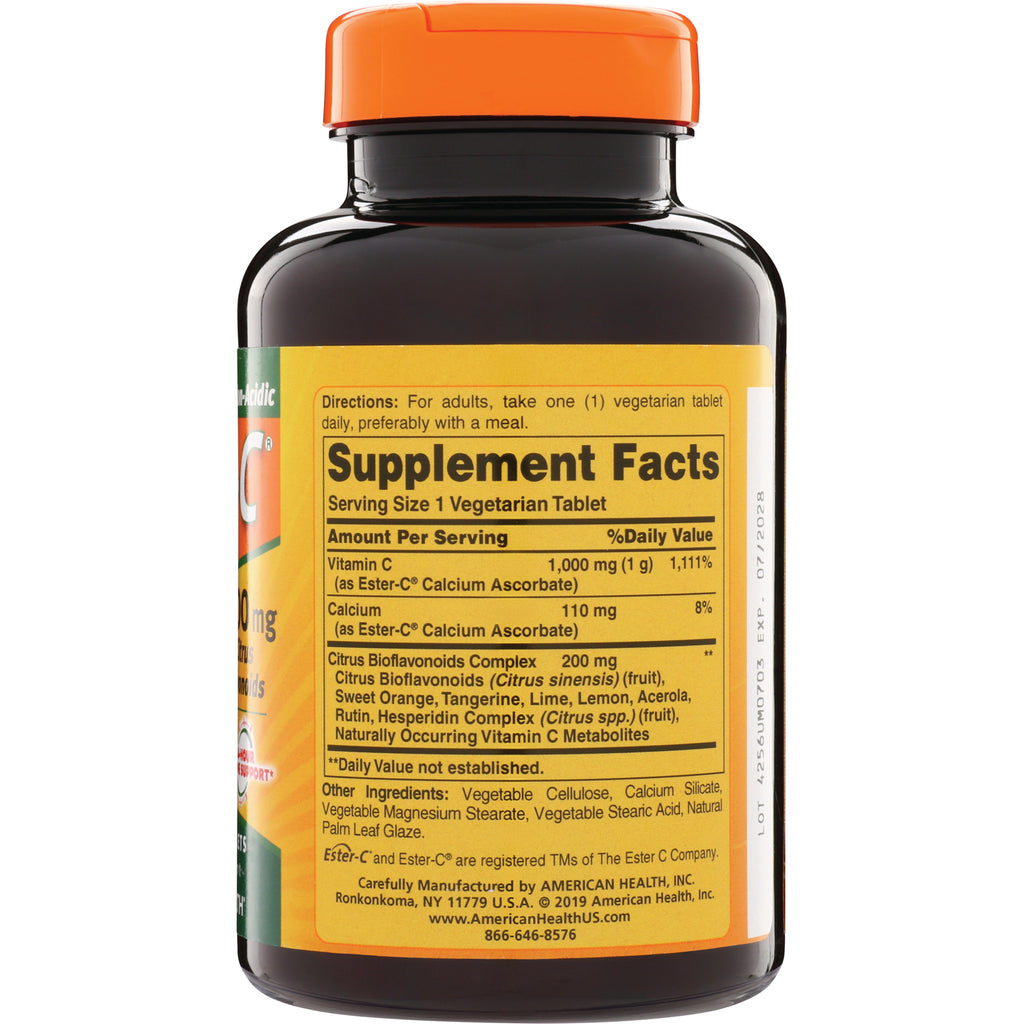 AM123 | Supplement Facts label with directions for Vitamin C 1,000 mg vegetarian tablet - Thumbnail
