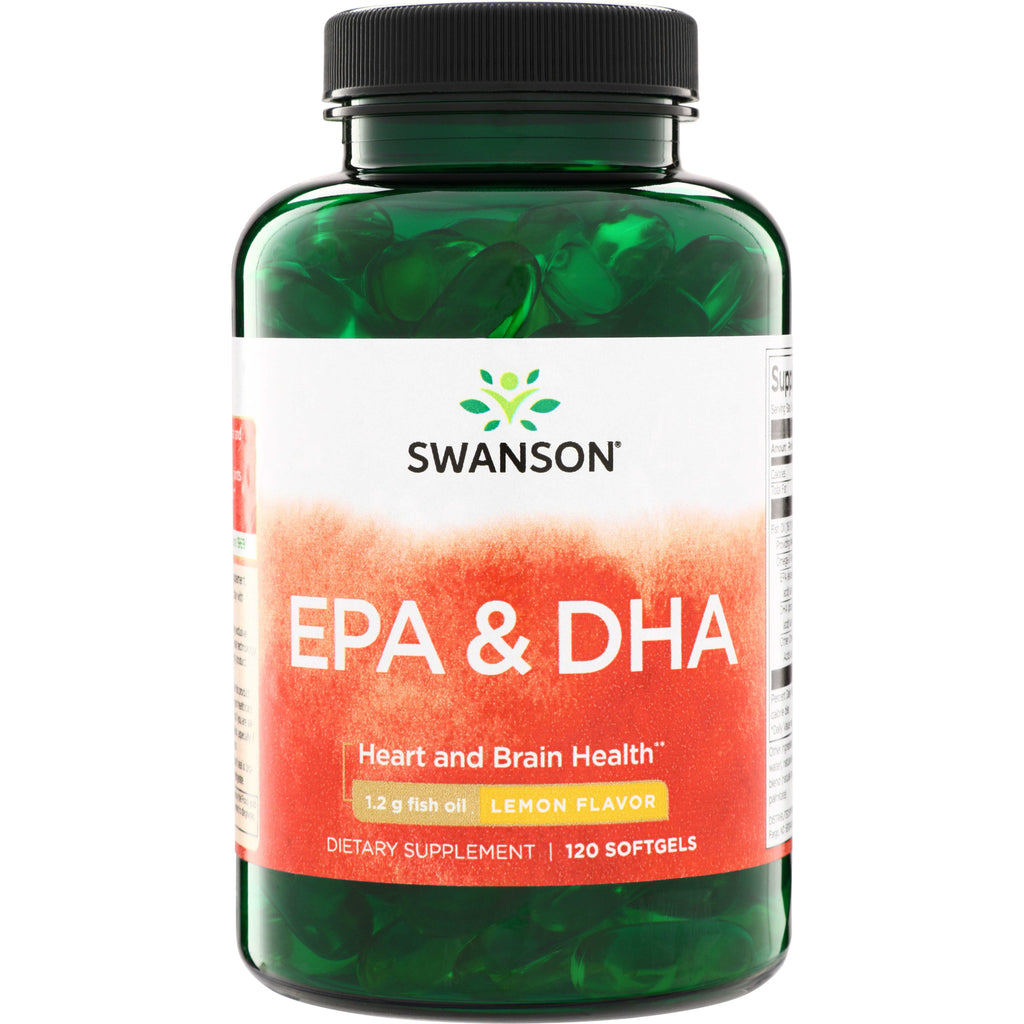 SWE015 | Swanson EPA & DHA fish oil, Heart and Brain Health, 1.2 g, lemon flavor, 120 softgels - Thumbnail