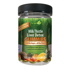 IR308 | Irwin Naturals Milk Thistle Liver Detox gummies jar with pineapple citrus flavor, front label visible