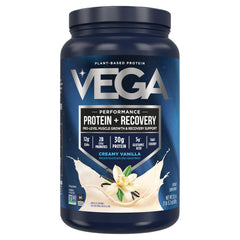 VGA005 | Vega Performance Protein + Recovery, creamy vanilla plant-based protein powder, 30g protein