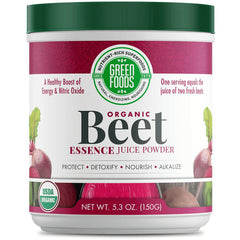 GM045 | Green Foods Organic Beet Essence juice powder container, net wt 5.3 oz, USDA Organic label