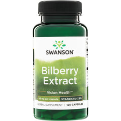 SWH153 | Swanson Bilberry Extract, Vision Health, 60 mg per capsule, standardized, herbal supplement, 120 capsules