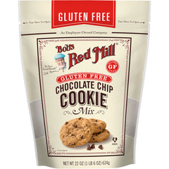 BOB451 | Bob's Red Mill gluten free chocolate chip cookie mix pouch front showing cookies and GLUTEN FREE banner