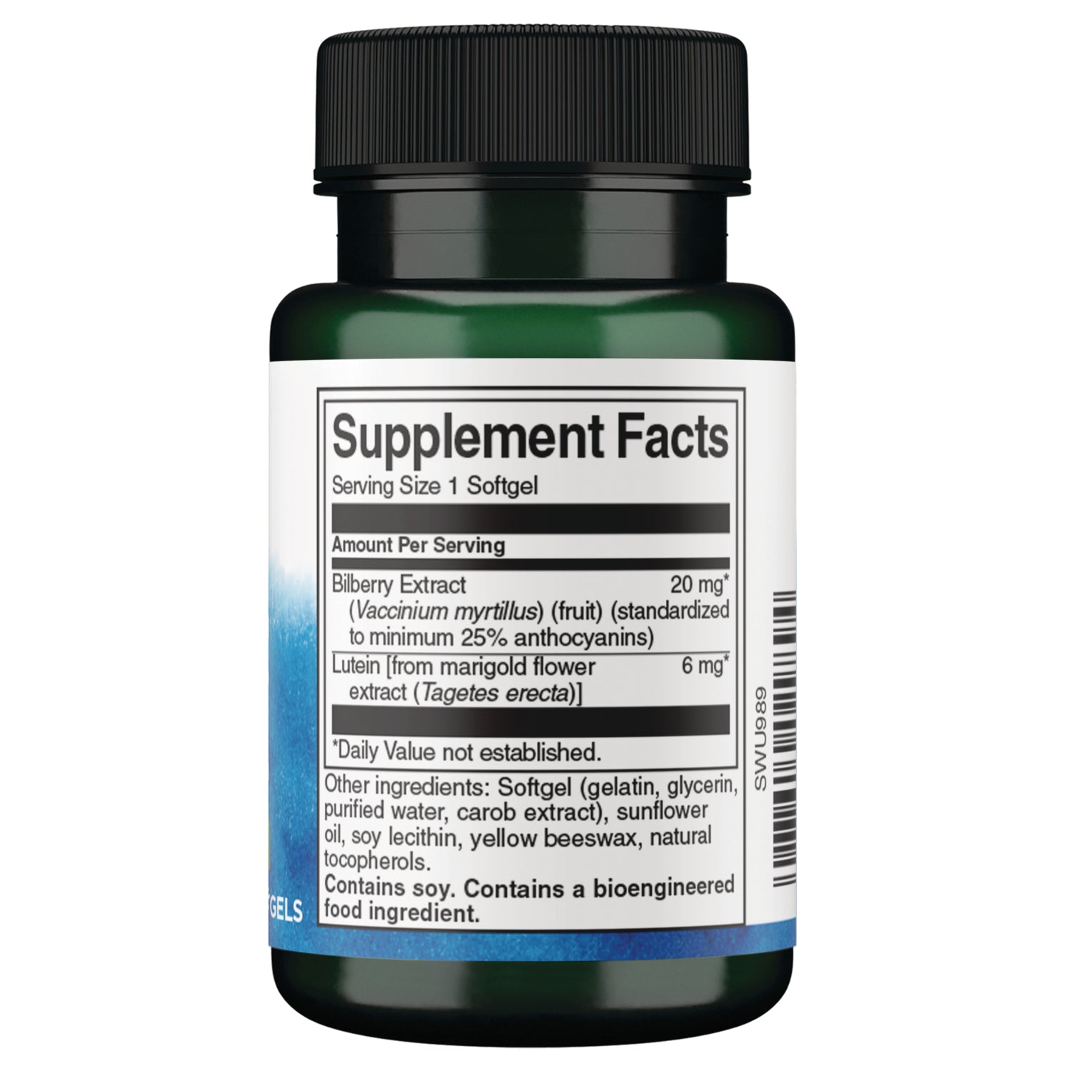 SWU989 | Back label with supplement facts and serving information