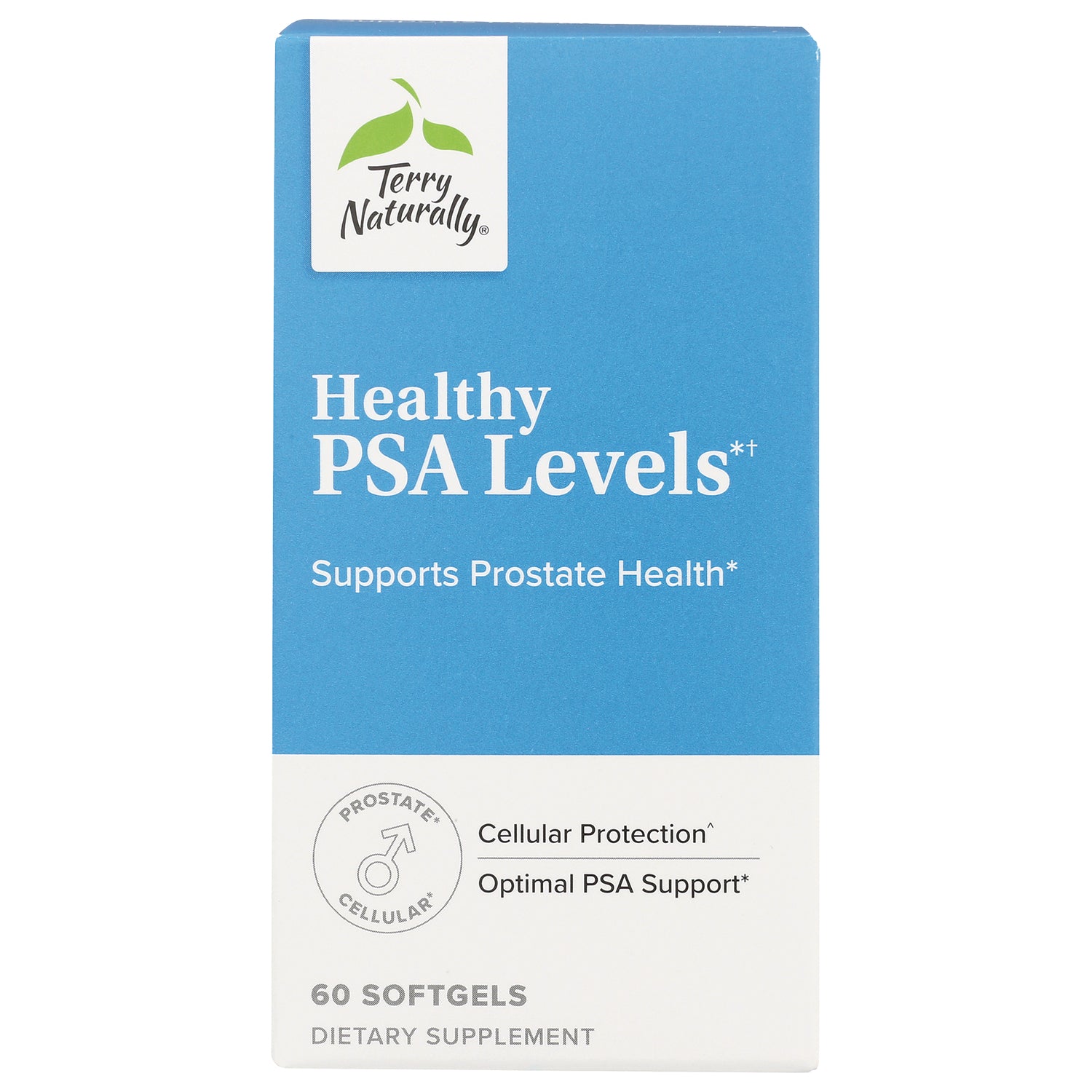 EUR043 | Terry Naturally Healthy PSA Levels dietary supplement box front, 60 softgels supports prostate health