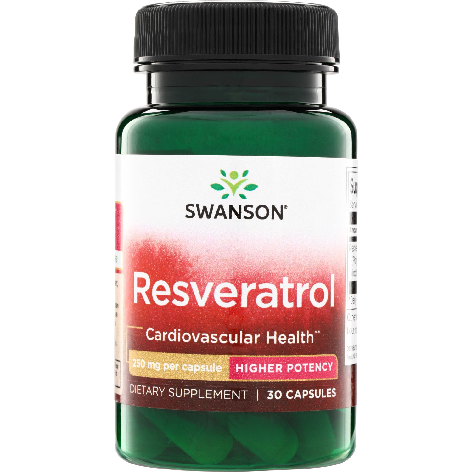 SWU530 | Swanson Resveratrol, Cardiovascular Health, 250 mg per capsule, Higher Potency, 30 capsules