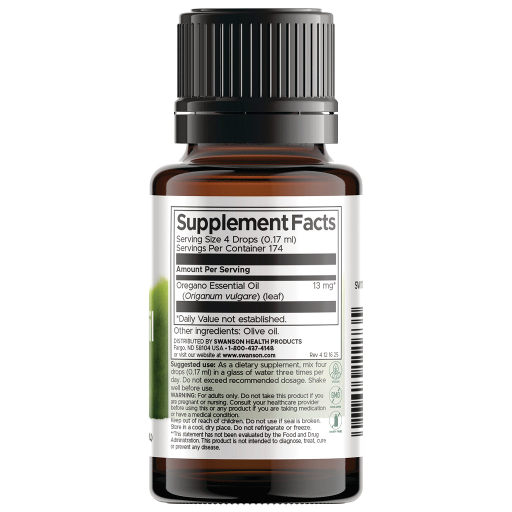 SW1173 | Supplement Facts panel for oregano essential oil - Thumbnail