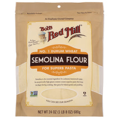 BOB403 | Bob's Red Mill semolina flour bag labeled SEMOLINA FLOUR for superb pasta, front packaging