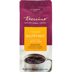 TCN002 | Teeccino Hazelnut chicory herbal coffee, medium roast, 11 oz bag